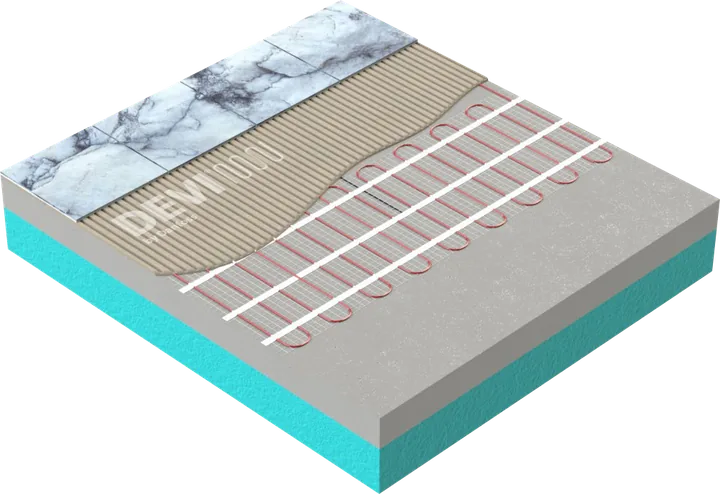 Under-tile floor heating: floor build-up